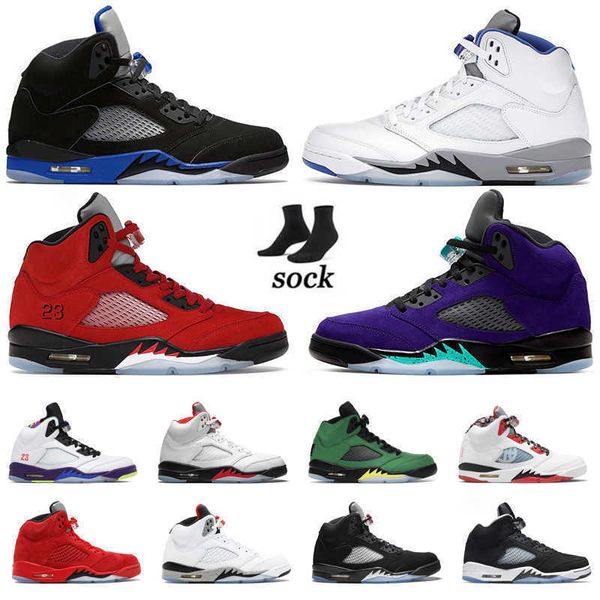 

5 5s basketball shoes men sports sneakers florida gators what the blue suede mens trainers with sock, Black