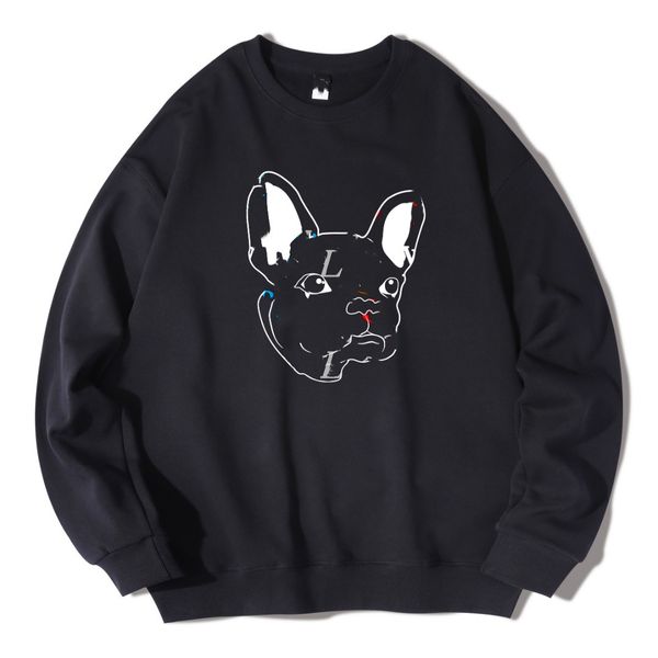 

casual men hooded sweatshirt women louiseity wrinkle resistant winter embroidery letter fashion long sleeve viutony 7-015, Black