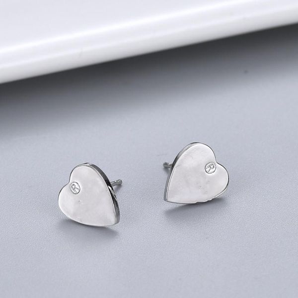 

cute size women designer fashion heart stud titanium steel engagement earrings, Golden;silver