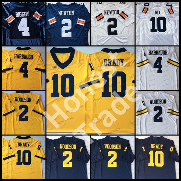 

american college football wear ncaa football jersey jim harbaugh 4 tank tom bigsby 10 bo nix brady 2 charles 2 cam woodson newton college ye, Black