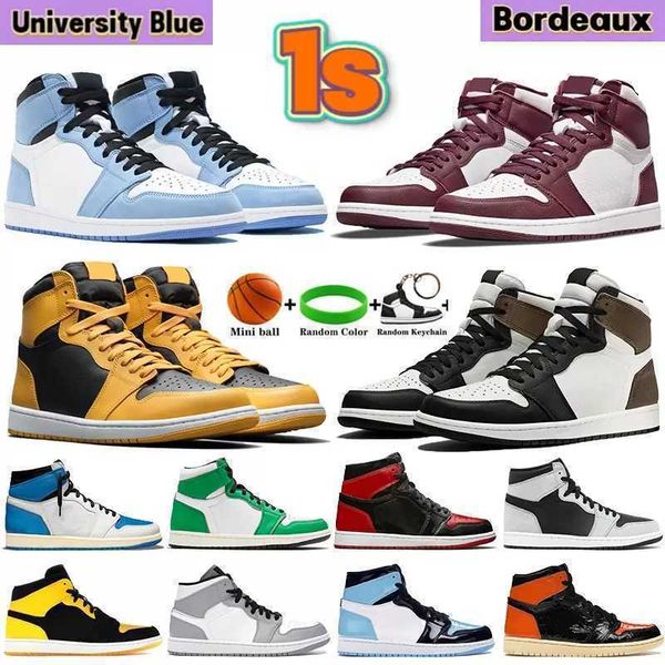 

hyper royal 1s jumpman 1 mens basketball shoes university blue obsidian unc bred toe twist pine green men sports women sneakers shoe, Black