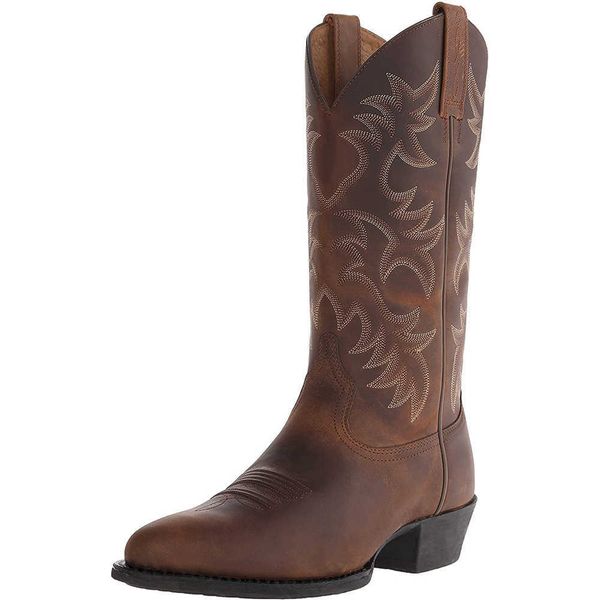 

men mid-calf boots handmade retro western cowboy boots leisure casual loafers sneakers new riding shoes zapatos casuales hombres, Black