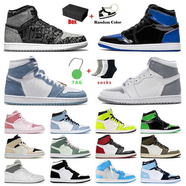 

1 1s mens womens jumpman basketball shoes denim panda stealth high og dark mocha mid dutch green carbon fiber designer sneakers