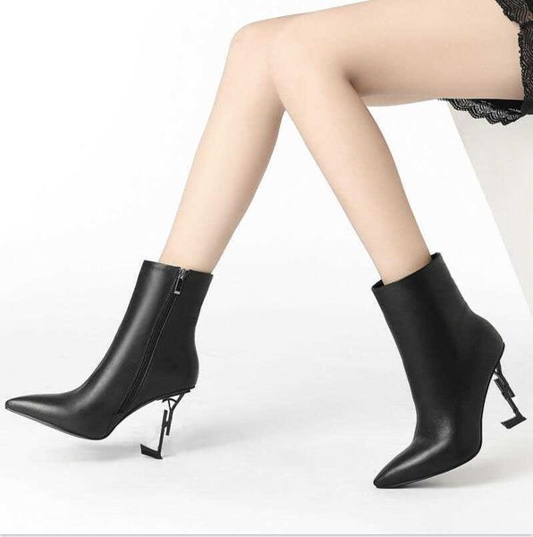 

with box brand woman wedding shoes high-heeled real leather boots winter boots fashion pumps high heels designer boots size 35-42, Black