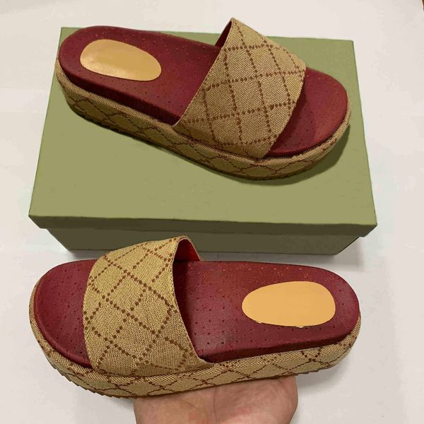 

women's platform sandals slippers slide fashion designer luxury flat high heels flip flops shoes embroidered platform rubber sandal cas, Black