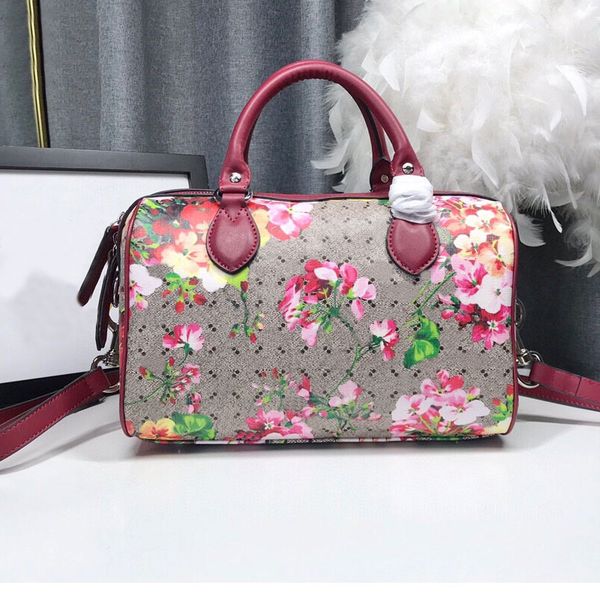 

canvas pillow bags women designer handbags gram tian bicolor blooms letter printing shoulder totes luxury lady leather handle handbag crossb