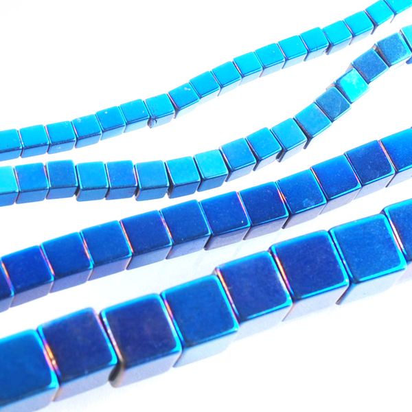

wojiaer non-magnetic hematite materials 4mm blu light square loose beads for necklace jewelry making accessories 15.5" bl326, Black