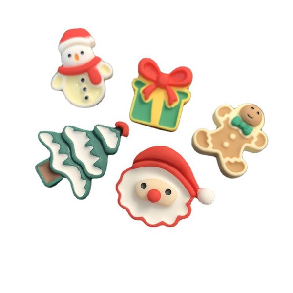 

christmas style resin brooches set 5pcs cute pins santa claus candy man fir tree gift box snowman cartoon jewelry xmas gift for boys girls b, Gray