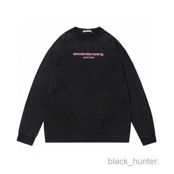 

women's hoodies alexanders designer wangs sweatshirts fashion brand color foam printing long sleeved t-shirt wang me women wash old swe, Black