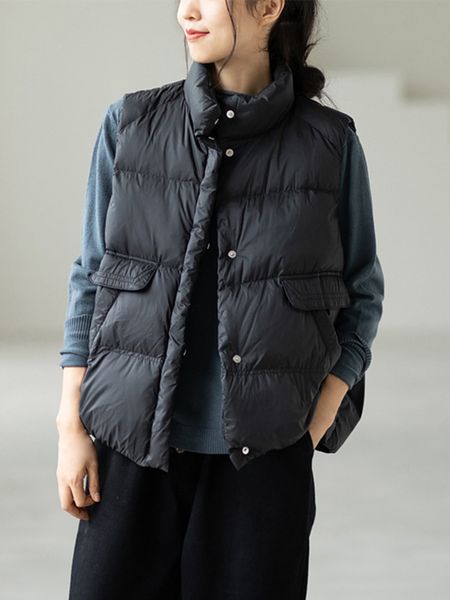 

women's down vest fashion lady outdoor wear warm coat zmtgdl003, Black