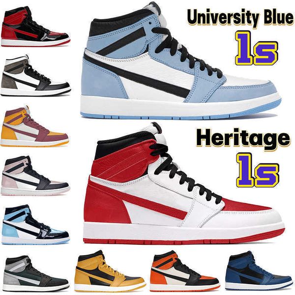 

2022 1 1s boots basketball shoes heritage bred patent university blue atmosphere dark mocha 85 georgetown black white shattered