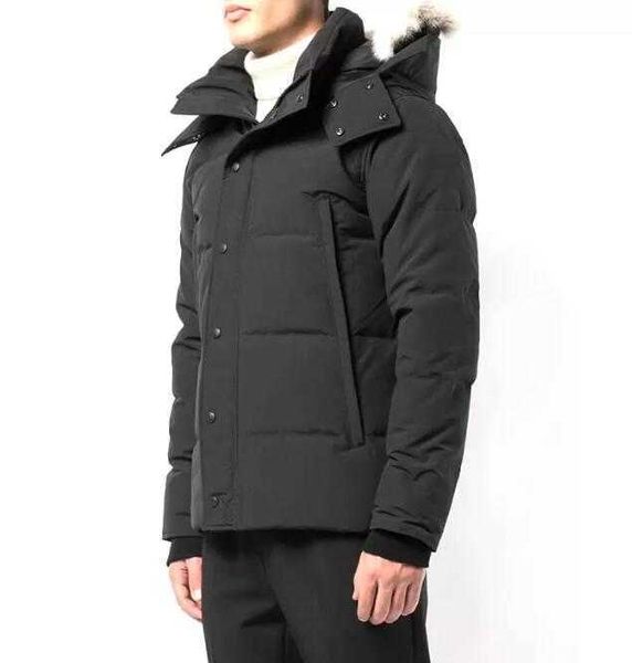 

winter fourrure down parka homme jassen chaquetas outerwear wolf fur hooded fourrure manteau wyndham canada down jacket coat hiver doudoune, Black