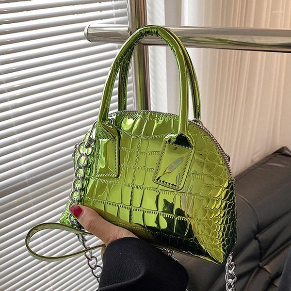 

evening bags luxury women glossy alligator print leather party tote designer green chain shoulder bag crossbody handbags and purses