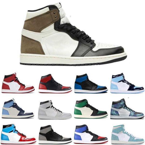 

discount jumpman 1 1s men women basketball shoes dark mocha unc obsidian gold toe pine green athletic mens womens trainers sports sneakers, Black
