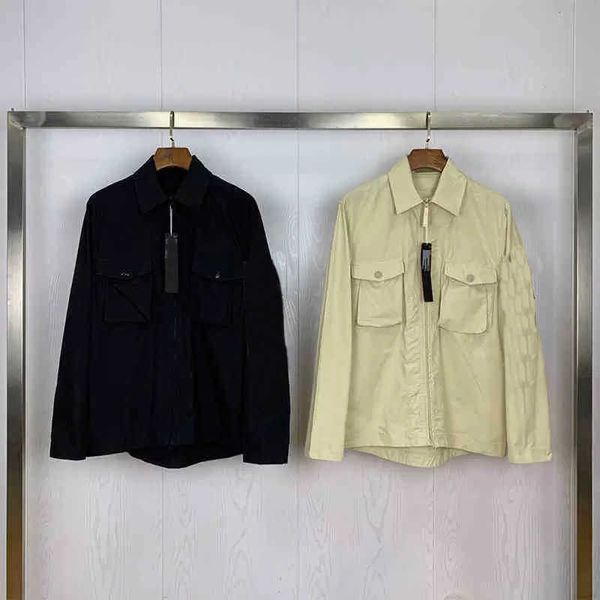 

mens jacket lapel neck windbreaker zipper shirt ghost shirt coat metallic nylon italy style clothes outwear long sleeve, Black;brown