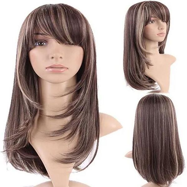 

long straight wigs heat resistant synthetic full head hair wig, Black