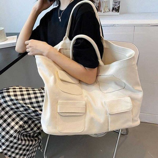 

bags evening bags casual overlarge canvas tote bag designer multi-pocket women handbags big shoulder chic shopper female purses 2021