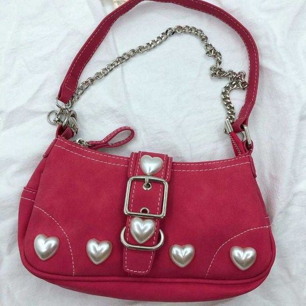 

bags evening bags xiuya harajuku vintage female shoulder bag 2021 rose red heart japanese goth lolita handbags mobile phone pouch purse