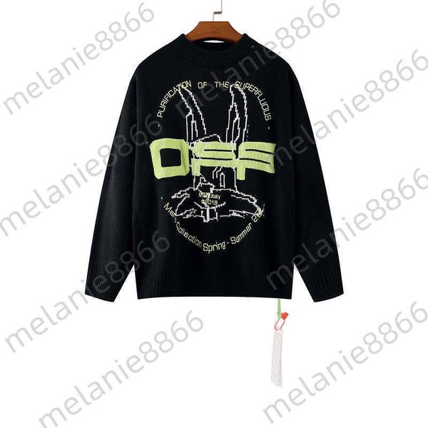 

off20ss bugs bunny letter embroidered printed t-shirt ow men's and women's loose sweater, White;black