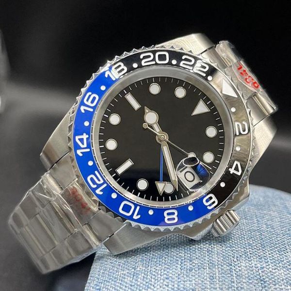 

luxury quartz waterproof luminous watch mens gold 40mm stainless steel bracelet mechanical movement folding buckle gmt automatic 2023, Slivery;golden