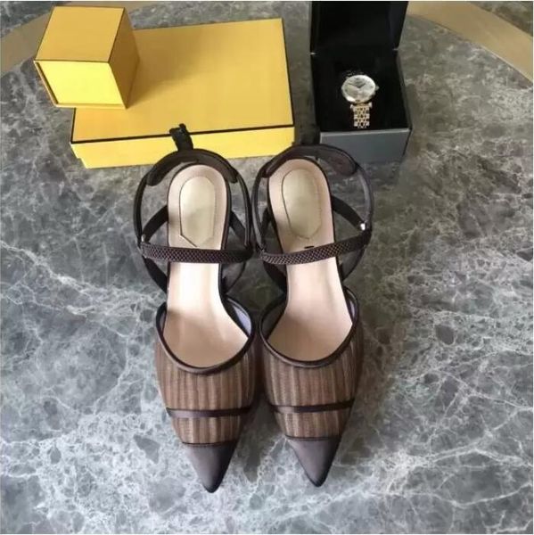 

luxury dress shoes casual heels and sandals italian craft leather with a box of size 35-41 pointed toe sandals ankle bright diamond-chain hi, Black