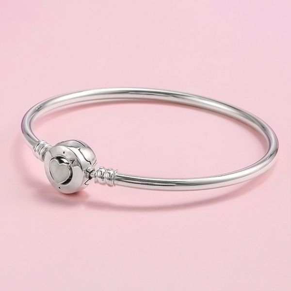 

white love hearts clasp bangle bracelet with original box for pandora 925 sterling silver charms bracelets wedding gift jewelry for women gi, Black