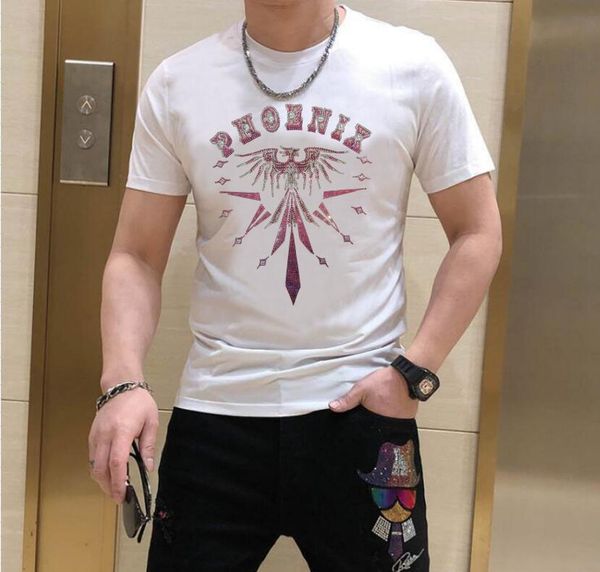 

luxury t shirt 2022 men designer rhinestone summer short sleeve men's t-shirt, White;black