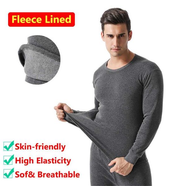 

men's sleepwear thermal underwear set for men soft fleece lined long johns set men's bottom set winter cold weather thermal clothe, Black;brown