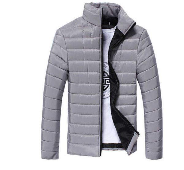 

mens spring autumn down jackets thin slim fit coats cotton-padded solid color long sleeved jacket outerwear, Black