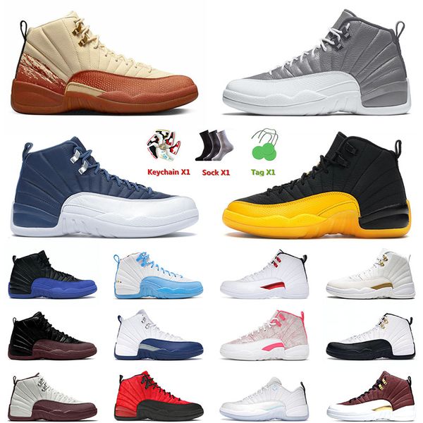

designer mens basketball shoes 12 12s jumpman xii university gold cny playoffs utility twist dark concord hyper royal outdoor athletic sneak, White;red