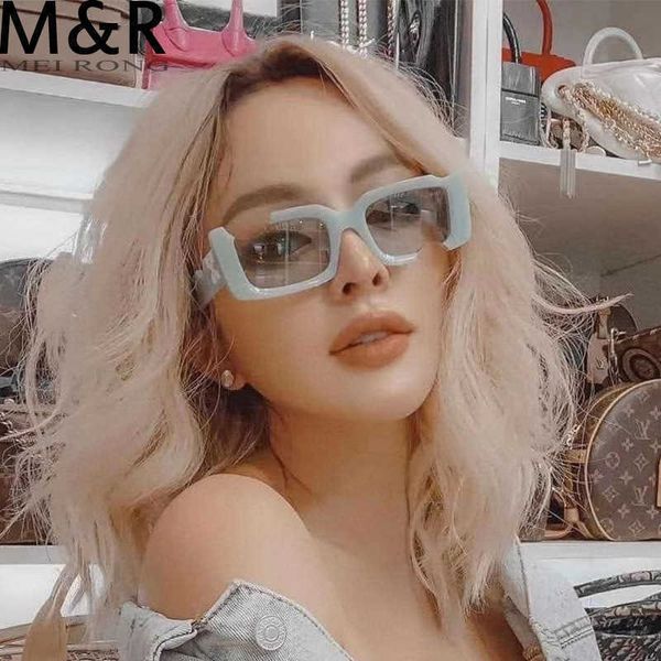 

hip-hop square sunglasses women men off notch hole design white glasses blue ladies vintage shados eyewear, Silver