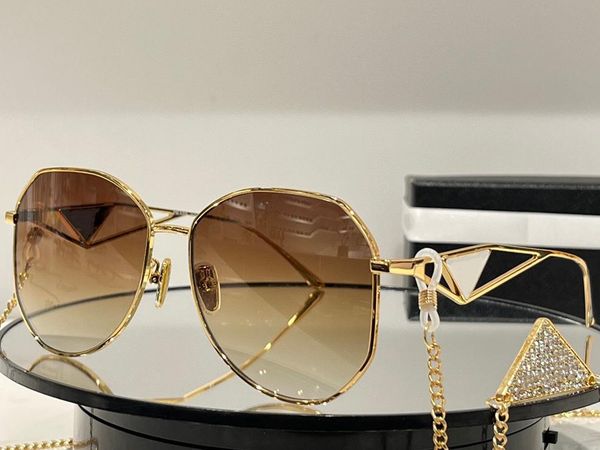 

designer sunglasses for women oversized round lens triangle metal gold frame anti-ultraviolet retro sun glasses fashion driving beach, White;black