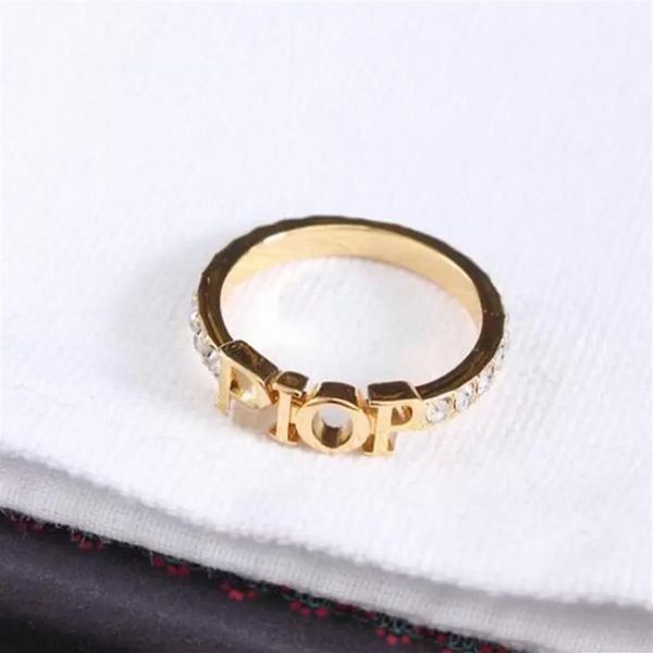 

gold letter band rings branded ring with rhinestones birthday party valentine's gift wedding jewelry258s, Silver