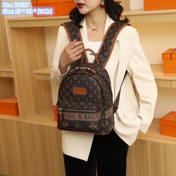 

wholesale factory ladies shoulder bags 3 colors elegant atmosphere printing fashion backpack vertical contrast leather handbag multi-layer w