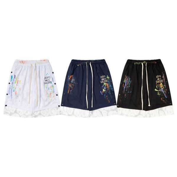 

men's shorts 2022 summer new graffiti letter color blocking breasted shorts galleryes dept american capris, White;black
