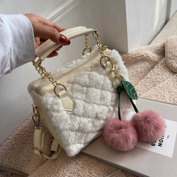 

bags evening bags small faux fur tote with short rope handle luxury women handbags designer fluffy soft plush spring 2022 bucket crossbody