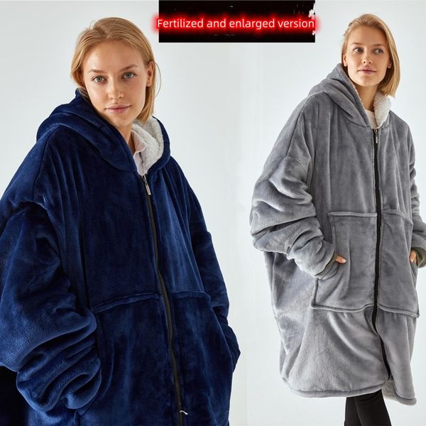 

thick warm pajamas lazy clothes tv blanket hooded zipper pajamas sweater