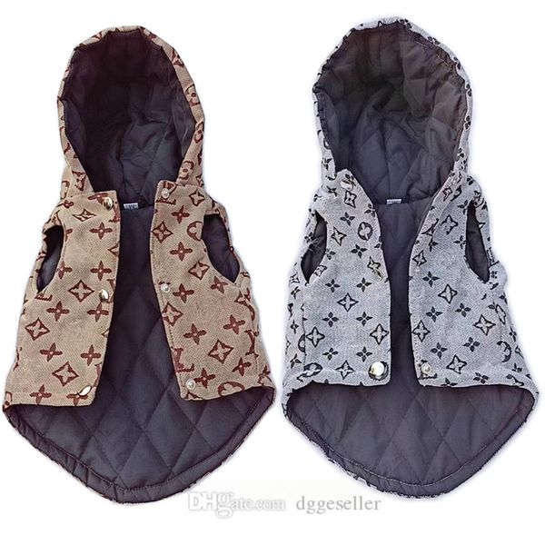 

designer dog clothes classic lettering pattern dog apparel windproof pets winter jacket warm puppy vest cold weather pet hoodie with cotton