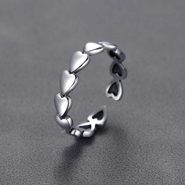 

ring for women tomye j22s012 luxury casual retro sterling 925 silver ring heart linked to heart adjustable jewelry girl gifts