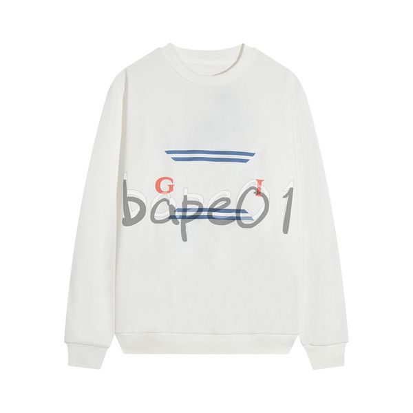 

fashion brand luxury mens long sleeve sweatshirt designer letter print solid sweatshirt crew neck pullover loose white asian size s-2xl, Black