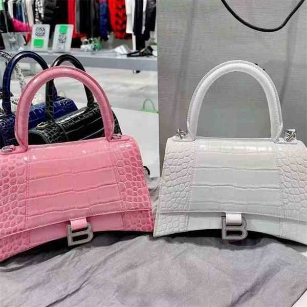 

designer hourglass bags balencigas handbags star's same women's 2022 fashion versatile b family crocodiless b-shaped leather messe