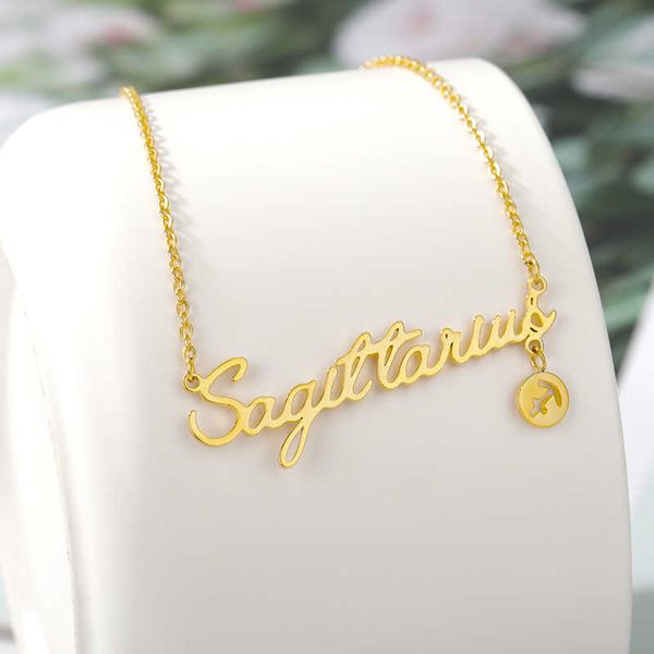 

pendant necklaces constellation letters pendant necklaces for women birthday jewelry round 12 zodiac choker necklace friends gifts l221011, Silver