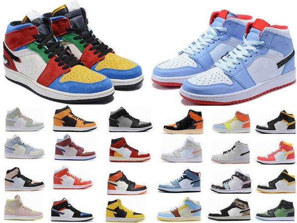 

2022 1s men women casual shoes light chocolate championship navy panda crimson tint dark russet game royal syracuse spartan green mens sky, Black