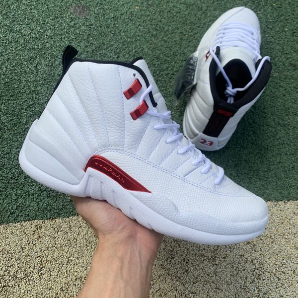 

with box 12 12s mens basketball shoes twist white university red black high cut men trainers sports sneakers ct8013-106 og quality 40-47 us