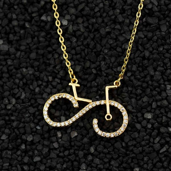 

pendant necklaces cute bicycle pendant necklace women sport jewelry ketting crystal bike erkek kolye bff gifts l221011, Silver