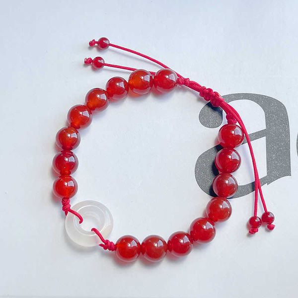 

beaded strands rabbit animal year lucky natural red agate beads round chalcedony vintage braid beaded bracelets for women fine jewerly ybr74, Black