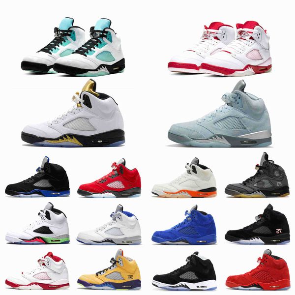 

mens 5 5s basketball shoes shattered backboard bluebird laney-royal oreo space jam pink foam hyper royal grape sports sneakers trainers, Black