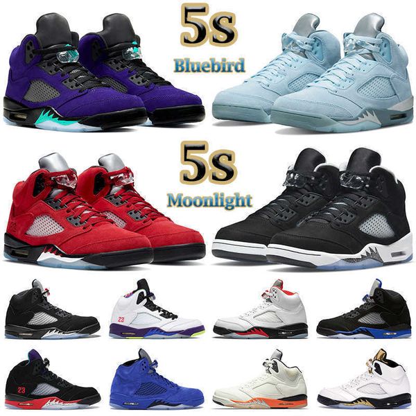 

5s basketball shoes men jumpman 5 bluebird moonlight raging red stealth 2.0 alternate grape what the anthracite shattered backboard mens, Black