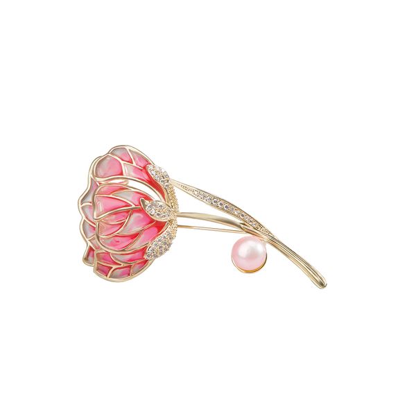 

luxury flower brooch for women with pink imitation pearl banquet jewelry corsage pin clothing accessories birthday gift, Gray