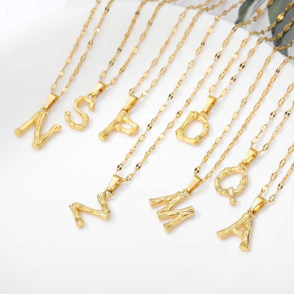 

pendant necklaces bamboo initial necklaces for women men oversize letter necklace chunky bet necklace pendant big letter choker jewelry l221, Silver